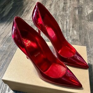 Christian Louboutin Kate 100 Psychic Lining Red Shiny Patent Heels